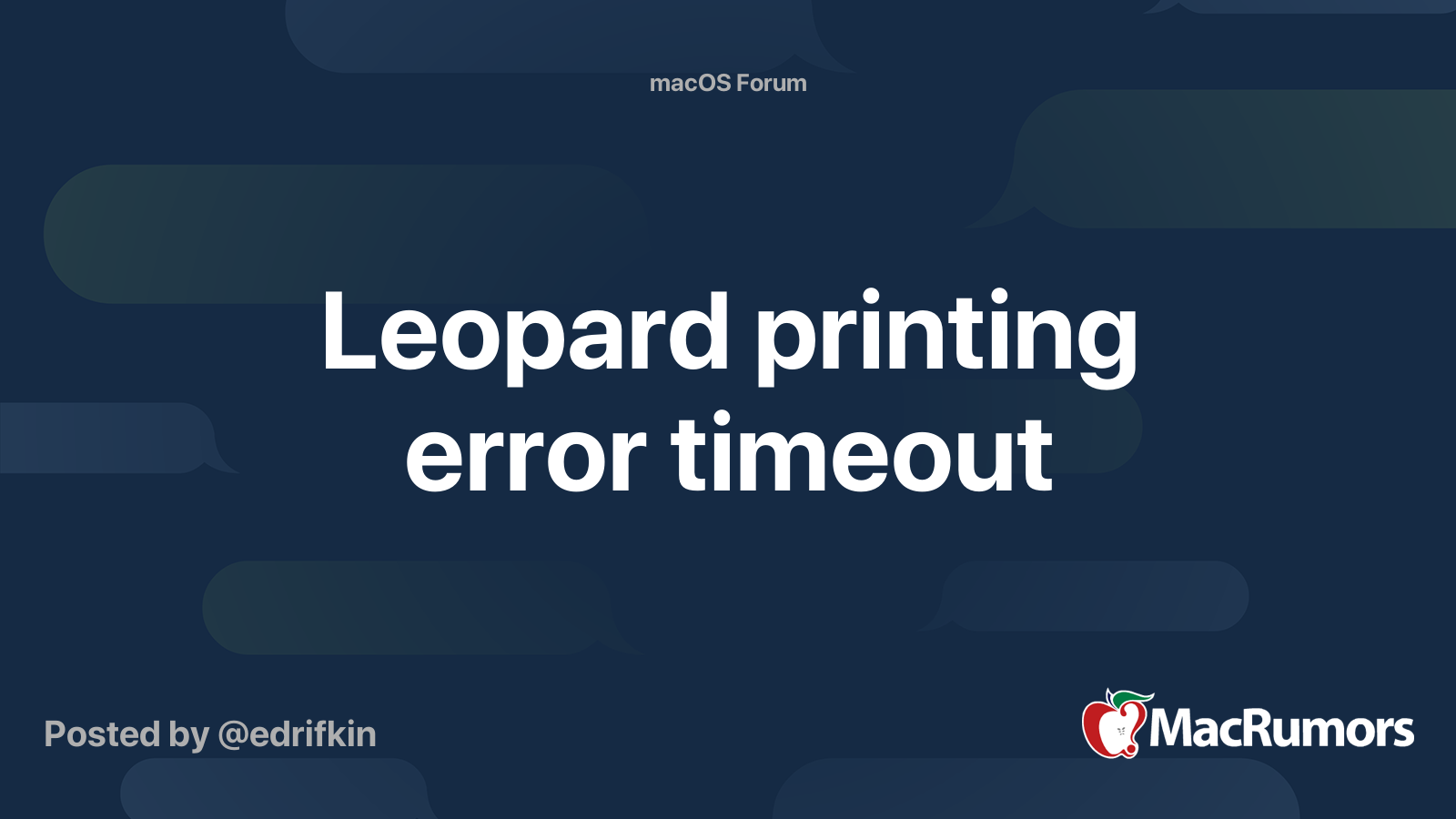 Leopard printing error timeout | MacRumors Forums