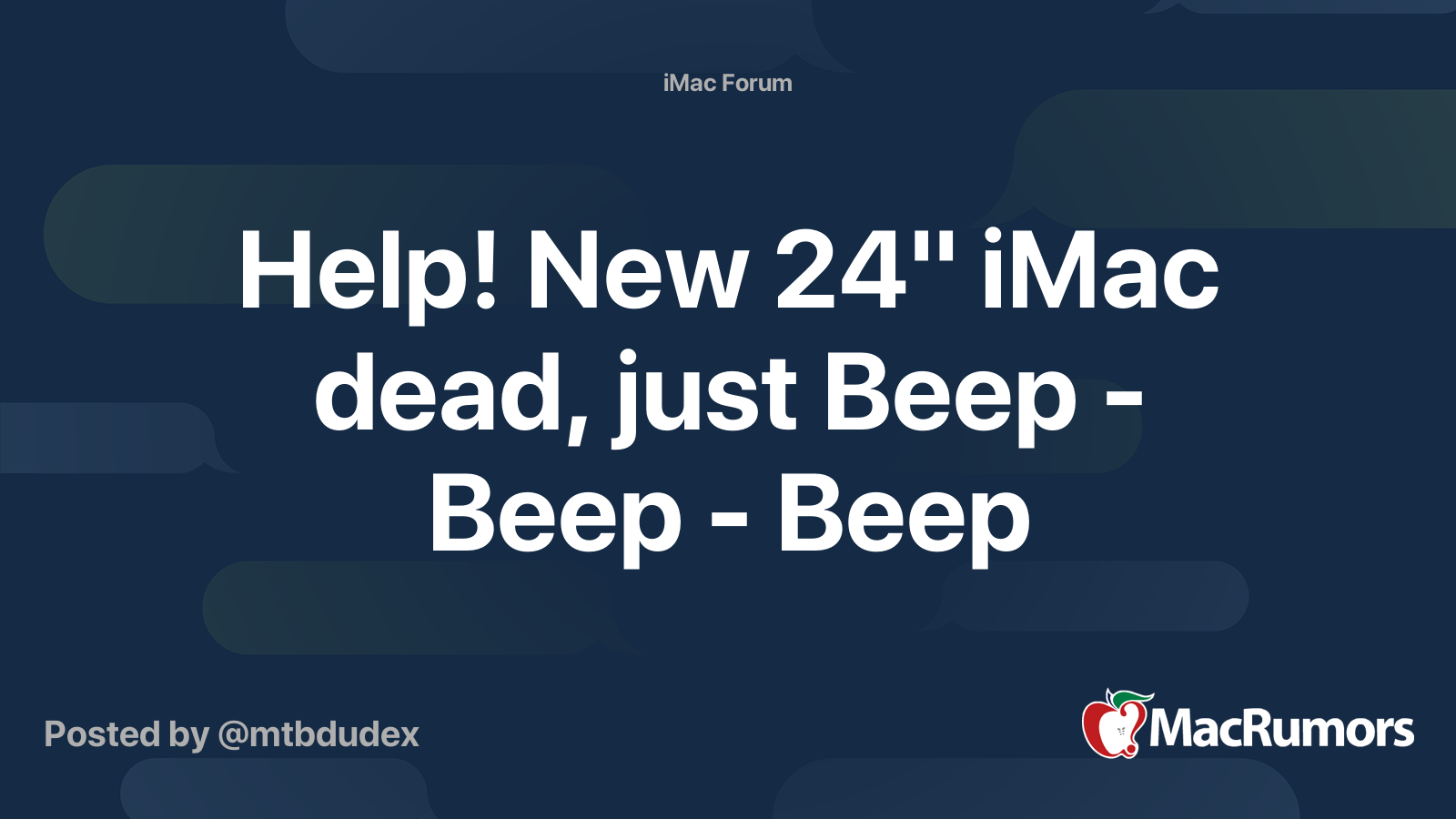 Help New 24 Imac Dead Just Beep Beep Beep Macrumors Forums