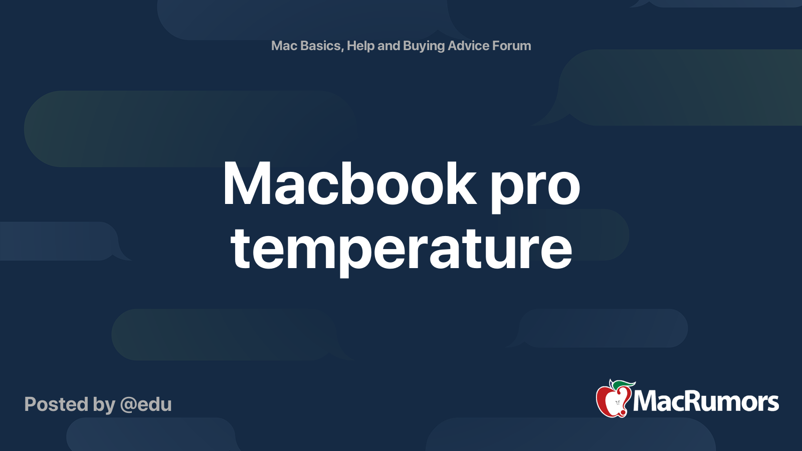 Macbook pro temperature MacRumors Forums