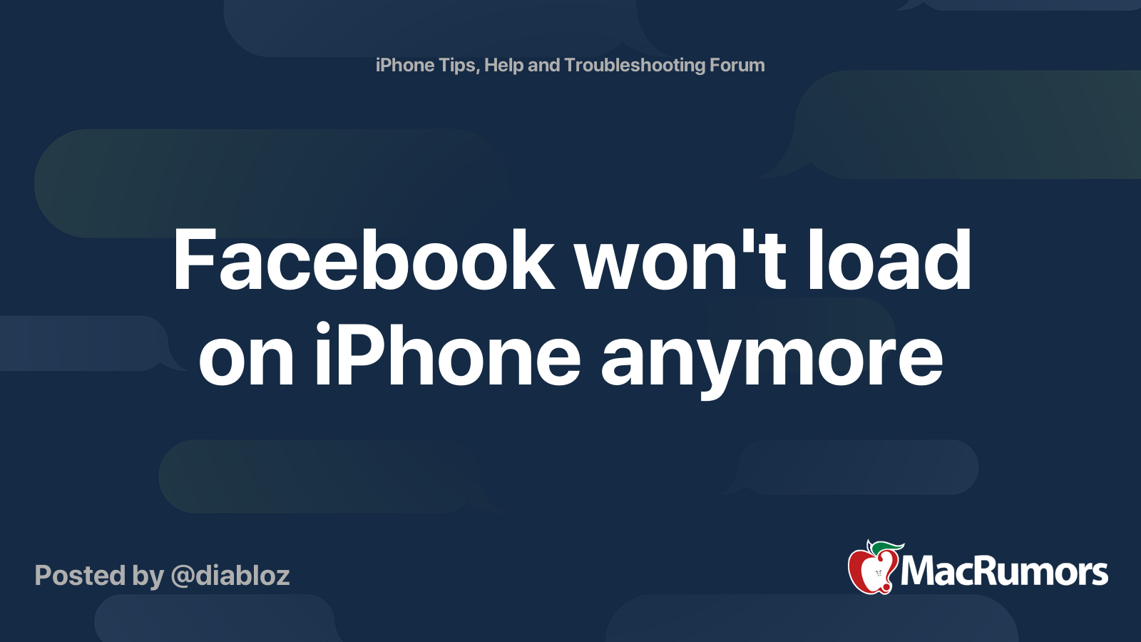 Facebook won't load on iPhone anymore MacRumors Forums