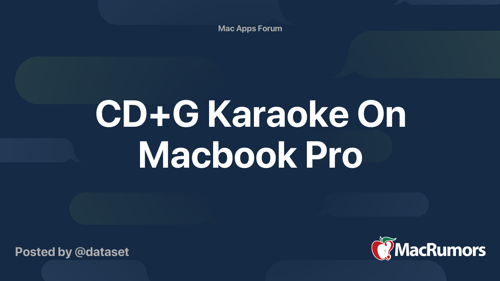 CD+G Karaoke On Macbook Pro MacRumors Forums
