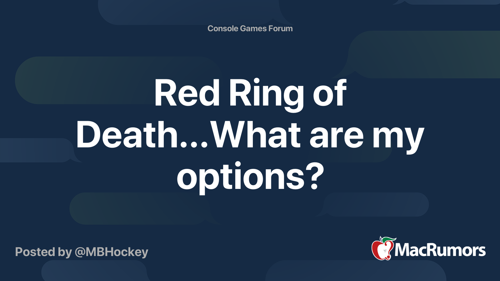 Red Ring of Death...What are my options? MacRumors Forums