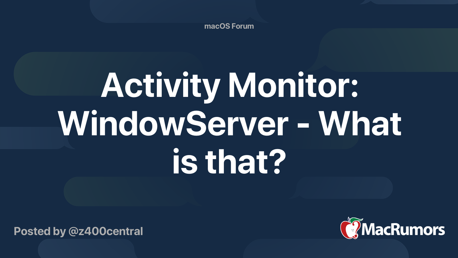Activity Monitor WindowServer What is that? MacRumors Forums
