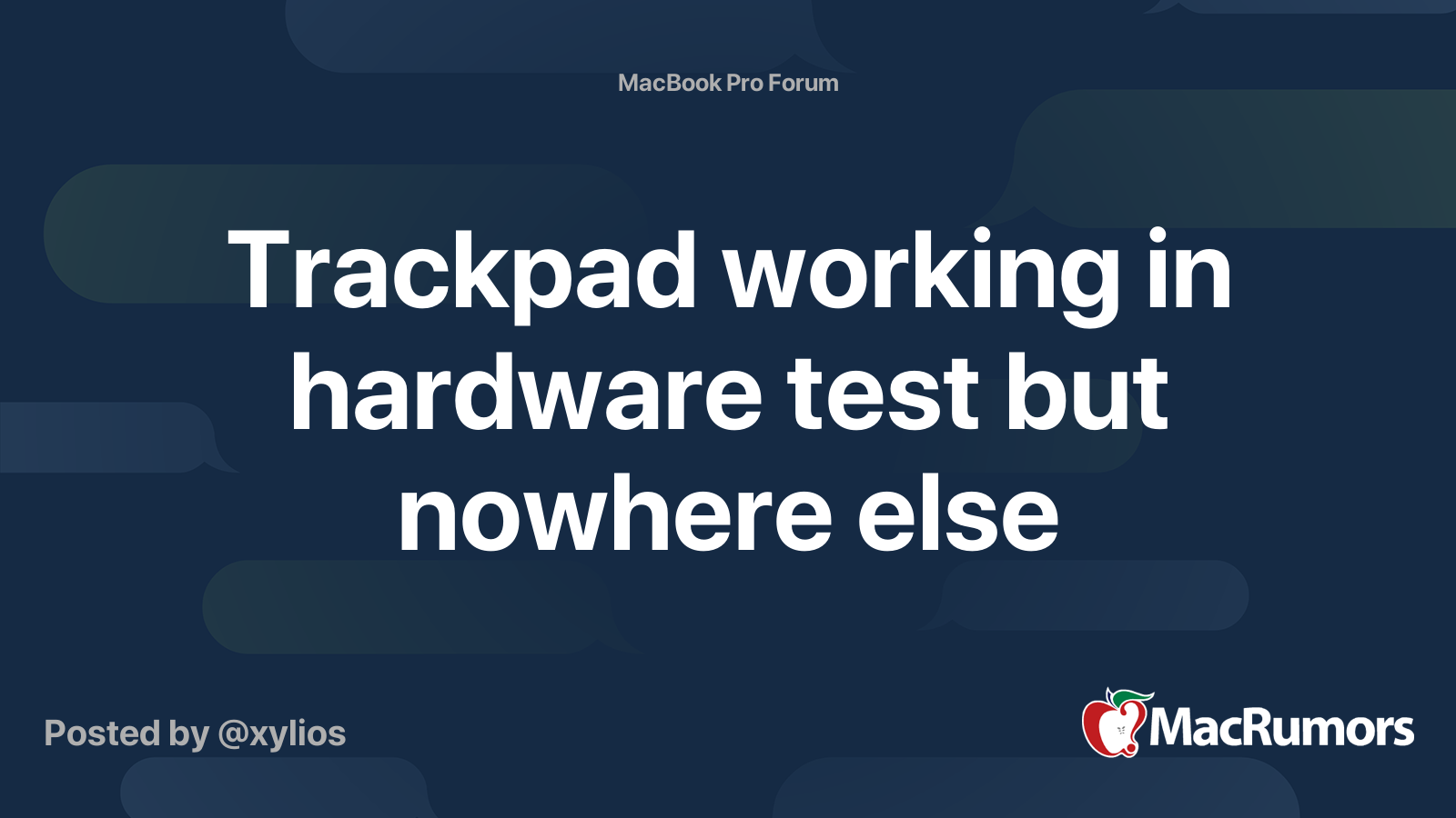 Trackpad working in hardware test but nowhere else MacRumors Forums
