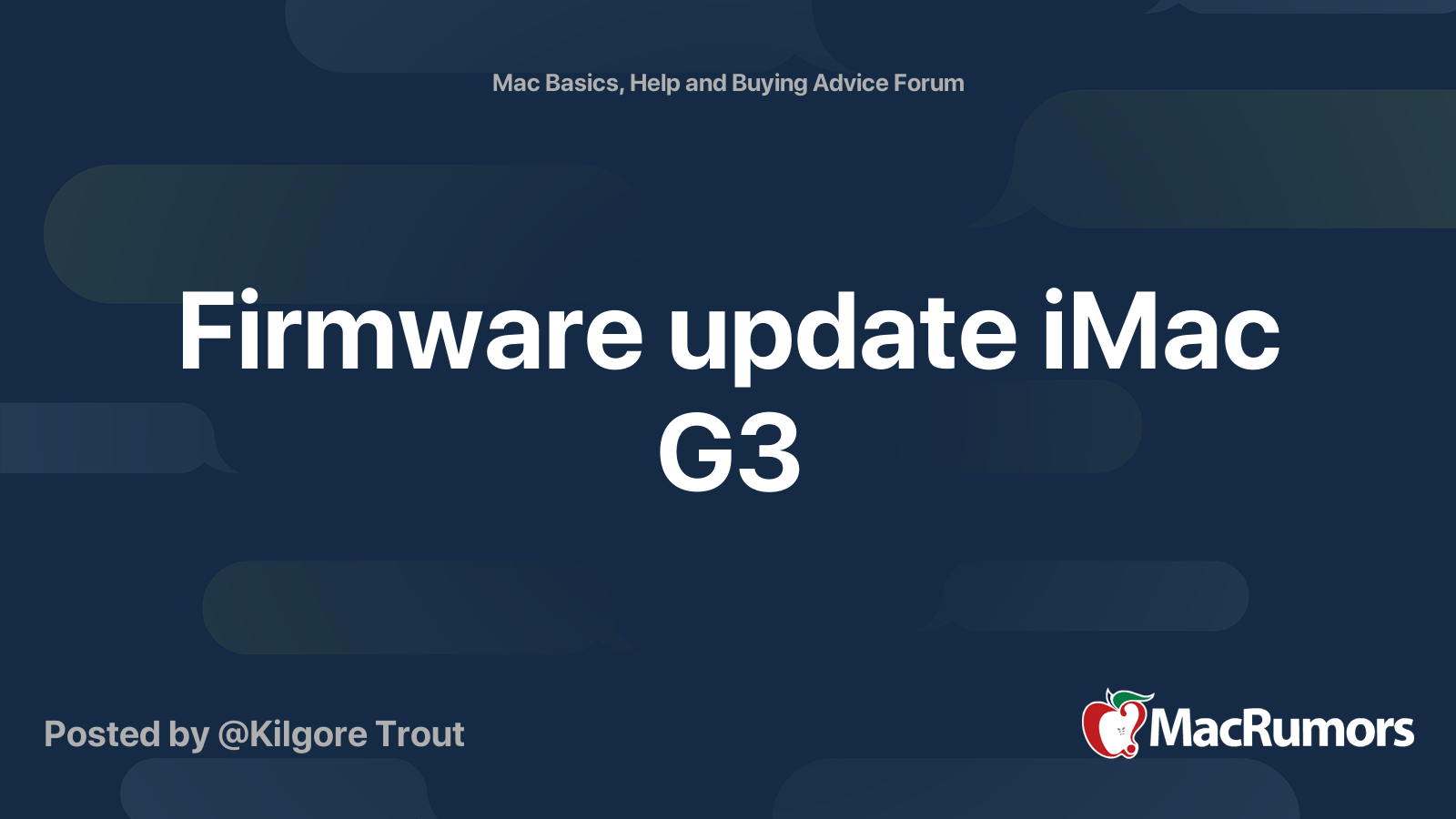 Firmware update iMac G3 | MacRumors Forums