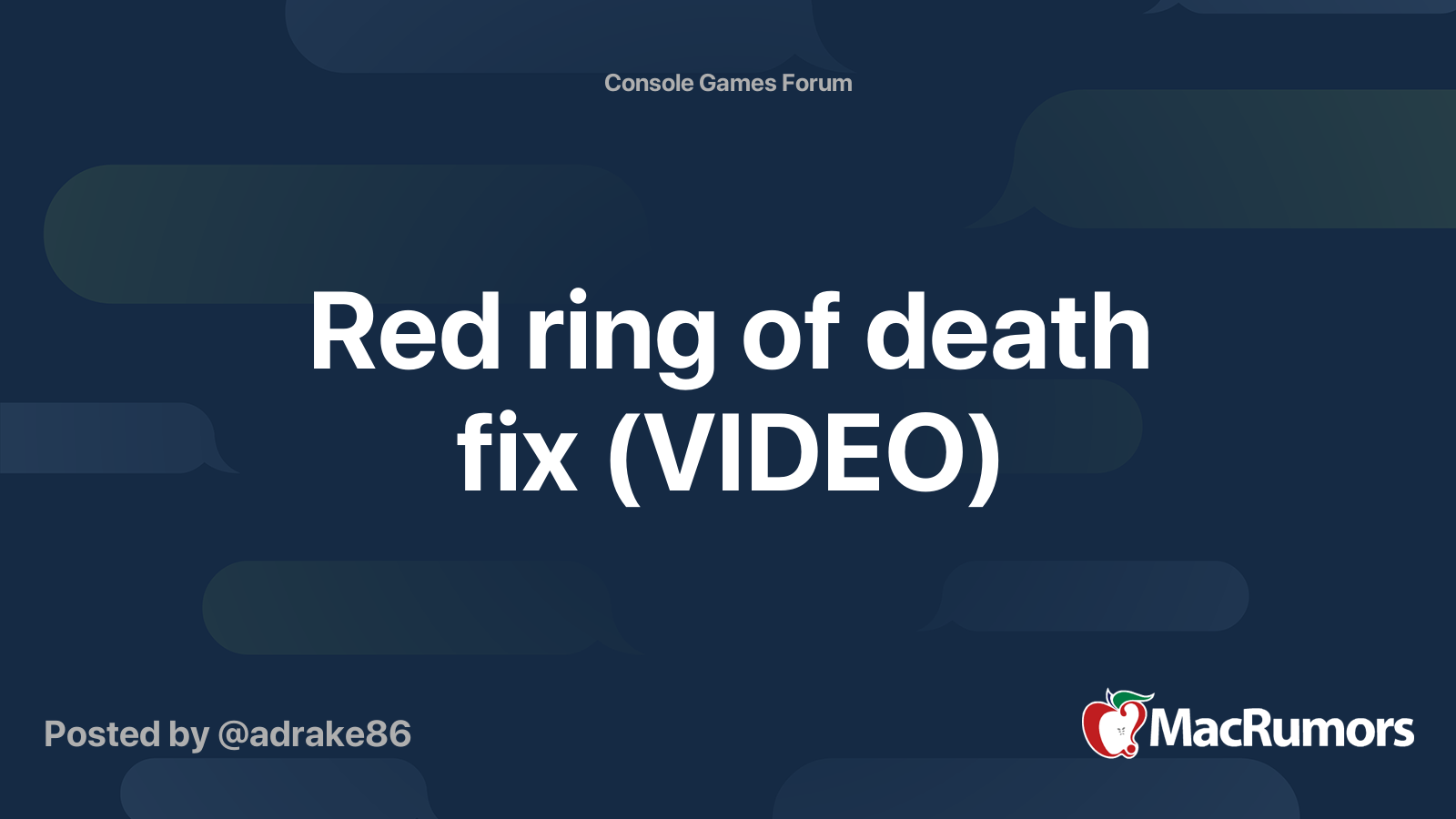 Red ring of death fix (VIDEO) MacRumors Forums
