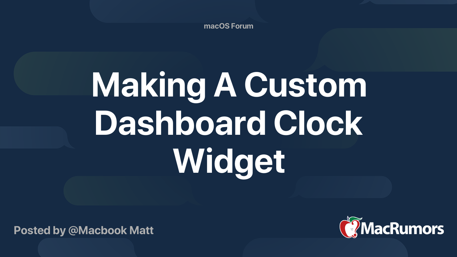 Making A Custom Dashboard Clock Widget | MacRumors Forums