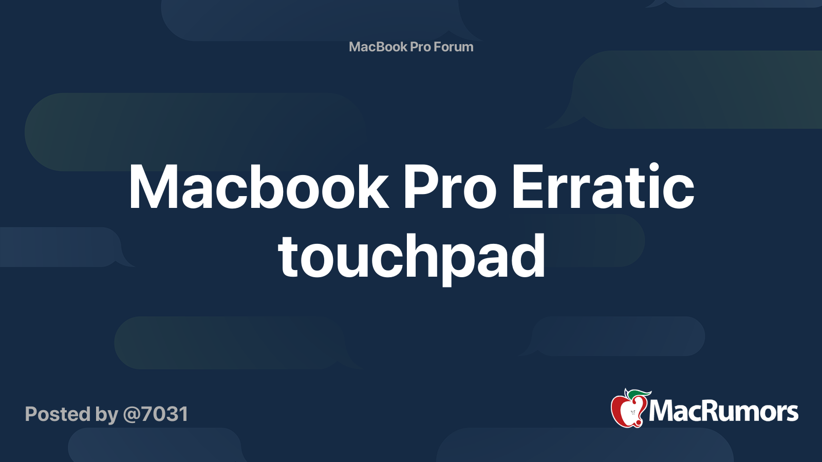 Macbook Pro Erratic touchpad MacRumors Forums