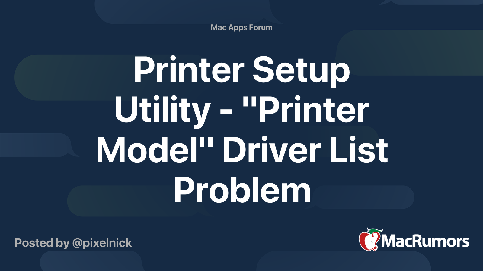 Printer Setup Utility "Printer Model" Driver List Problem MacRumors
