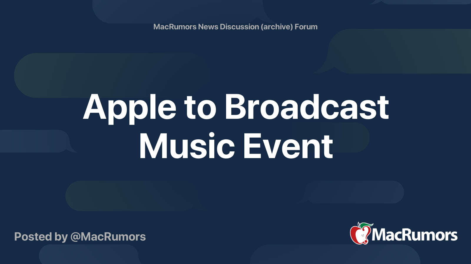 Apple to Broadcast Music Event MacRumors Forums
