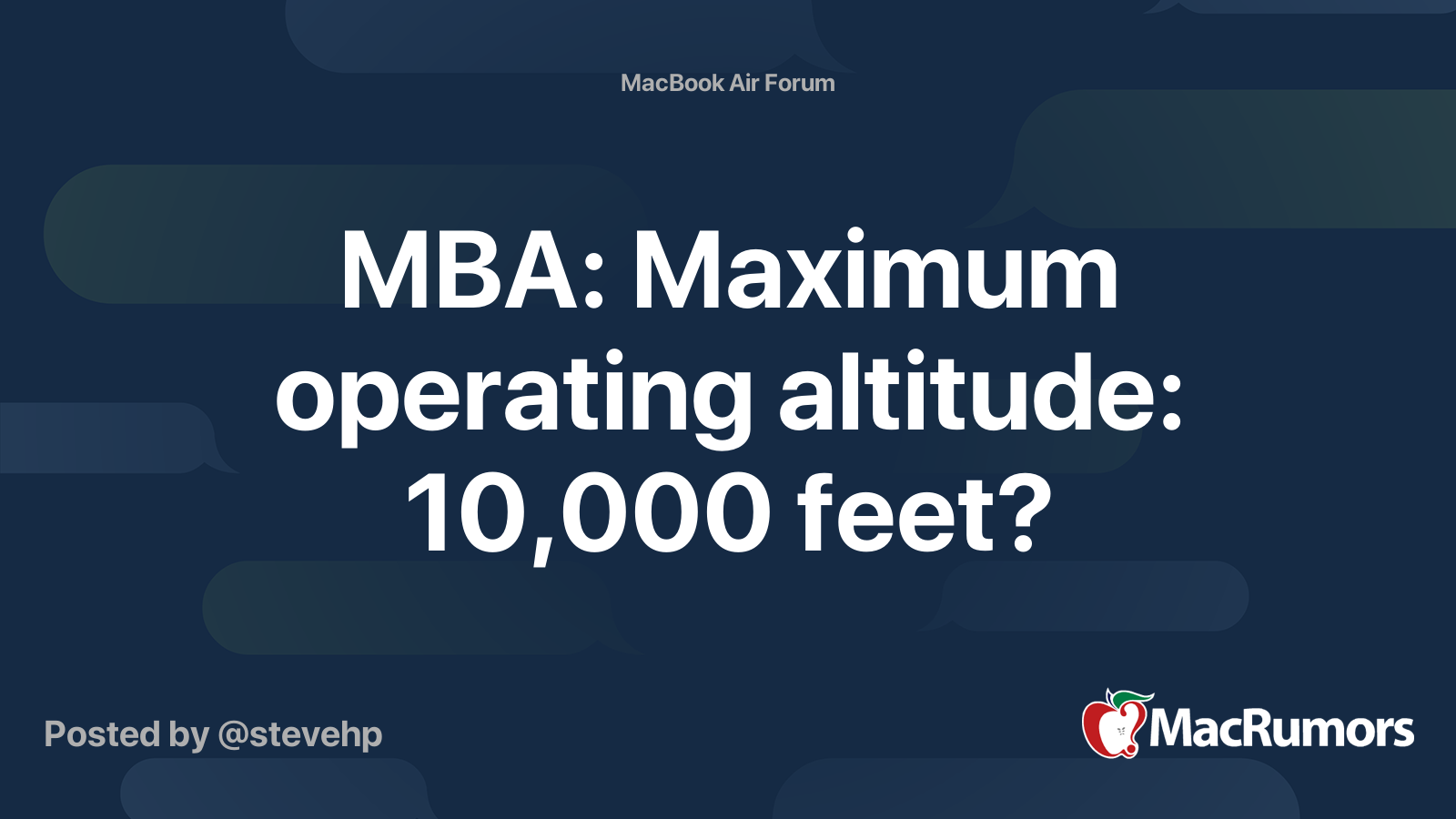 MBA: Maximum operating altitude: 10,000 feet? | MacRumors Forums