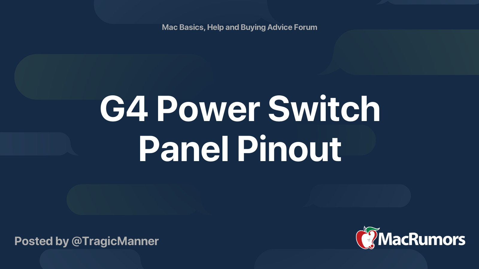 G4 Power Switch Panel Pinout Macrumors Forums