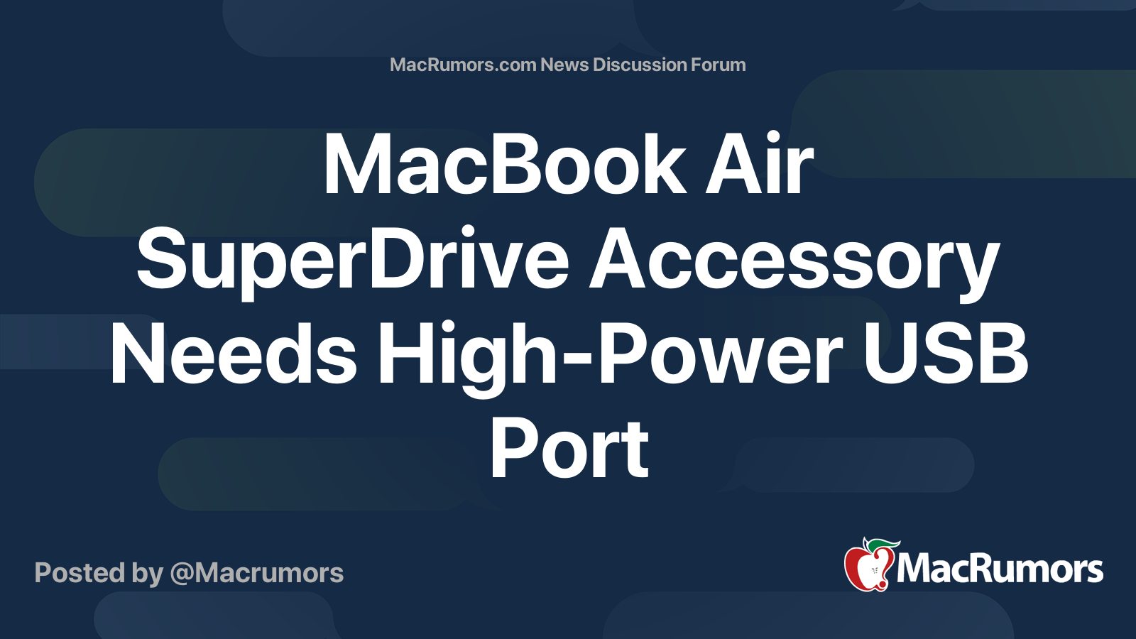 MacBook Air SuperDrive Accessory Needs HighPower USB Port MacRumors