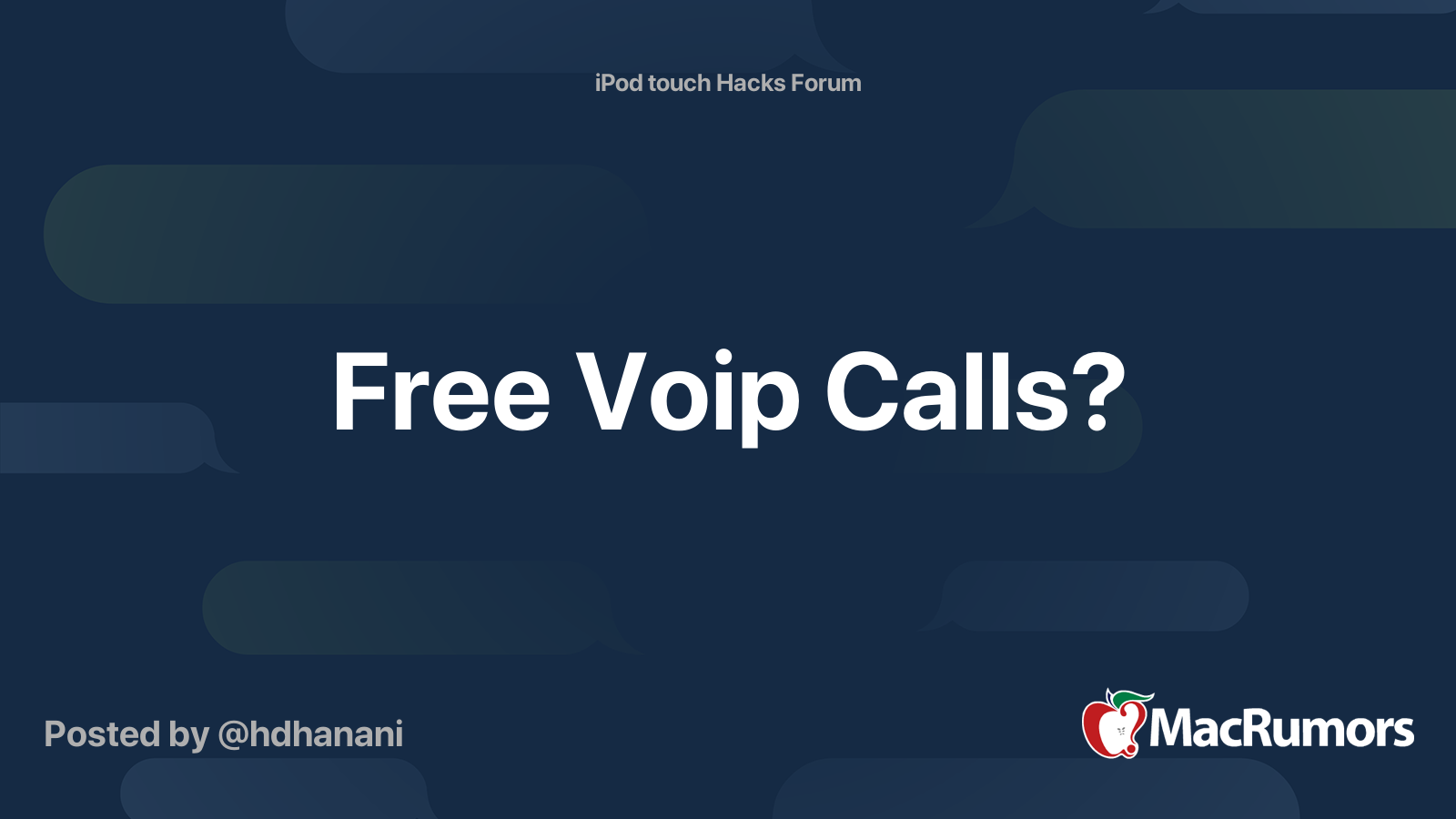 Free Voip Calls? MacRumors Forums