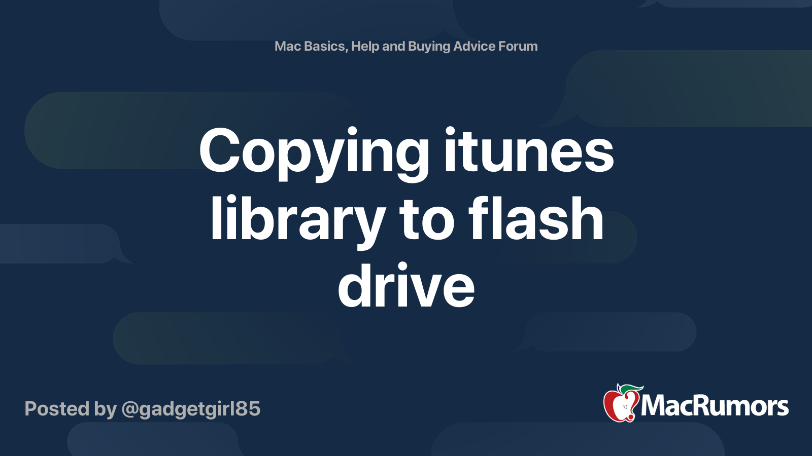 Copying itunes library to flash drive MacRumors Forums
