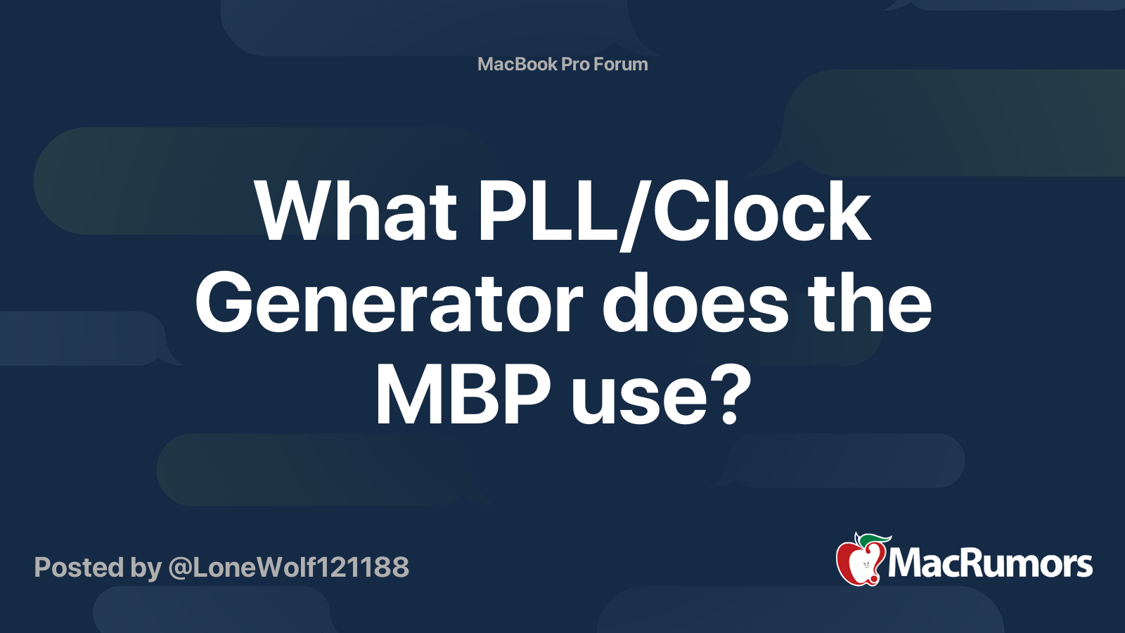What PLL/Clock Generator does the MBP use? MacRumors Forums