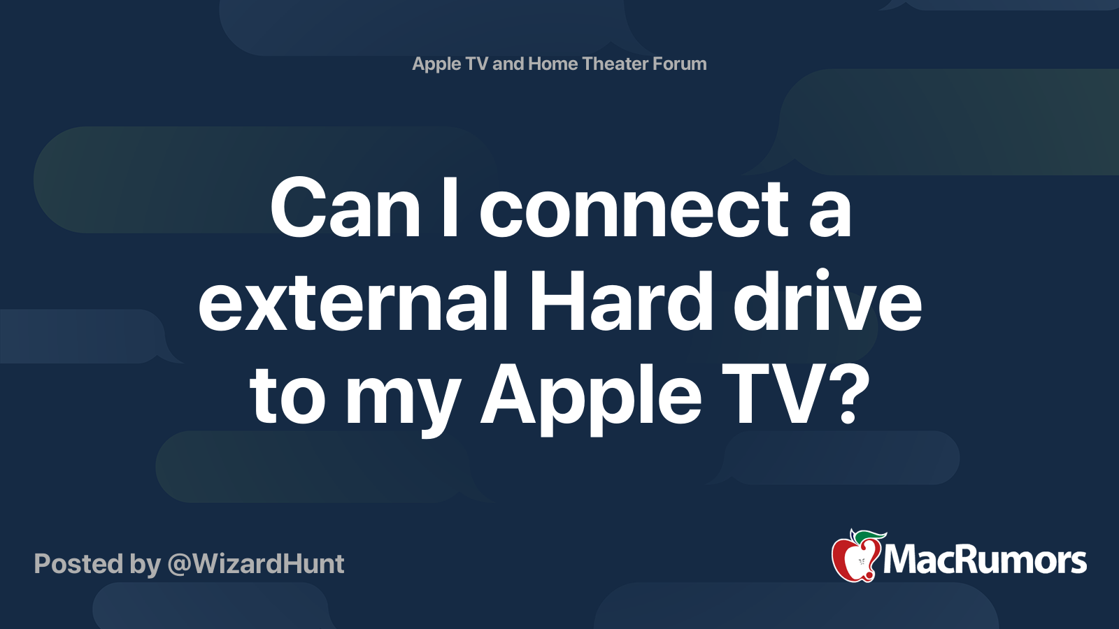 Can I connect a external Hard drive to my Apple TV? MacRumors Forums