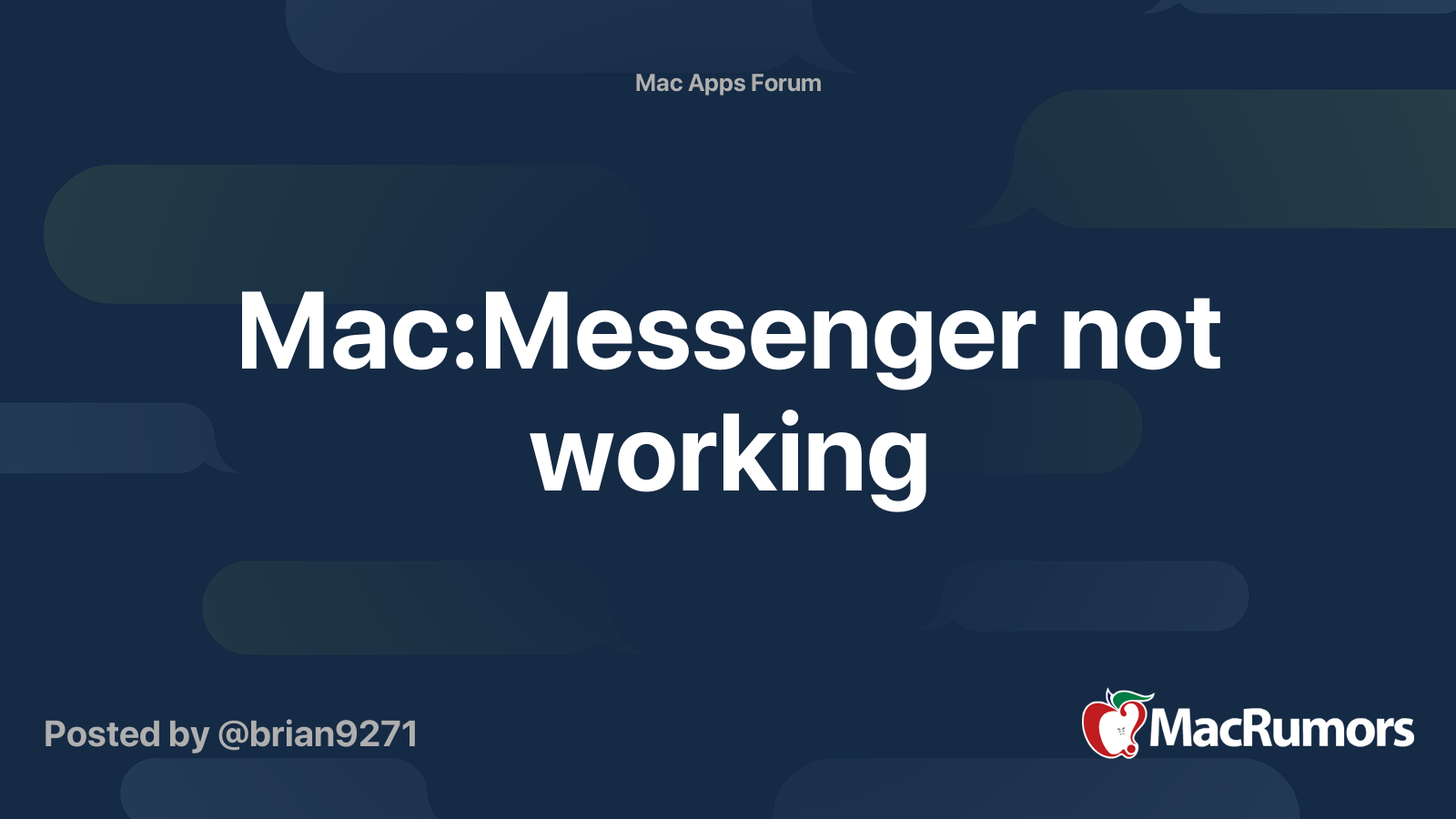 Mac:Messenger not working | MacRumors Forums