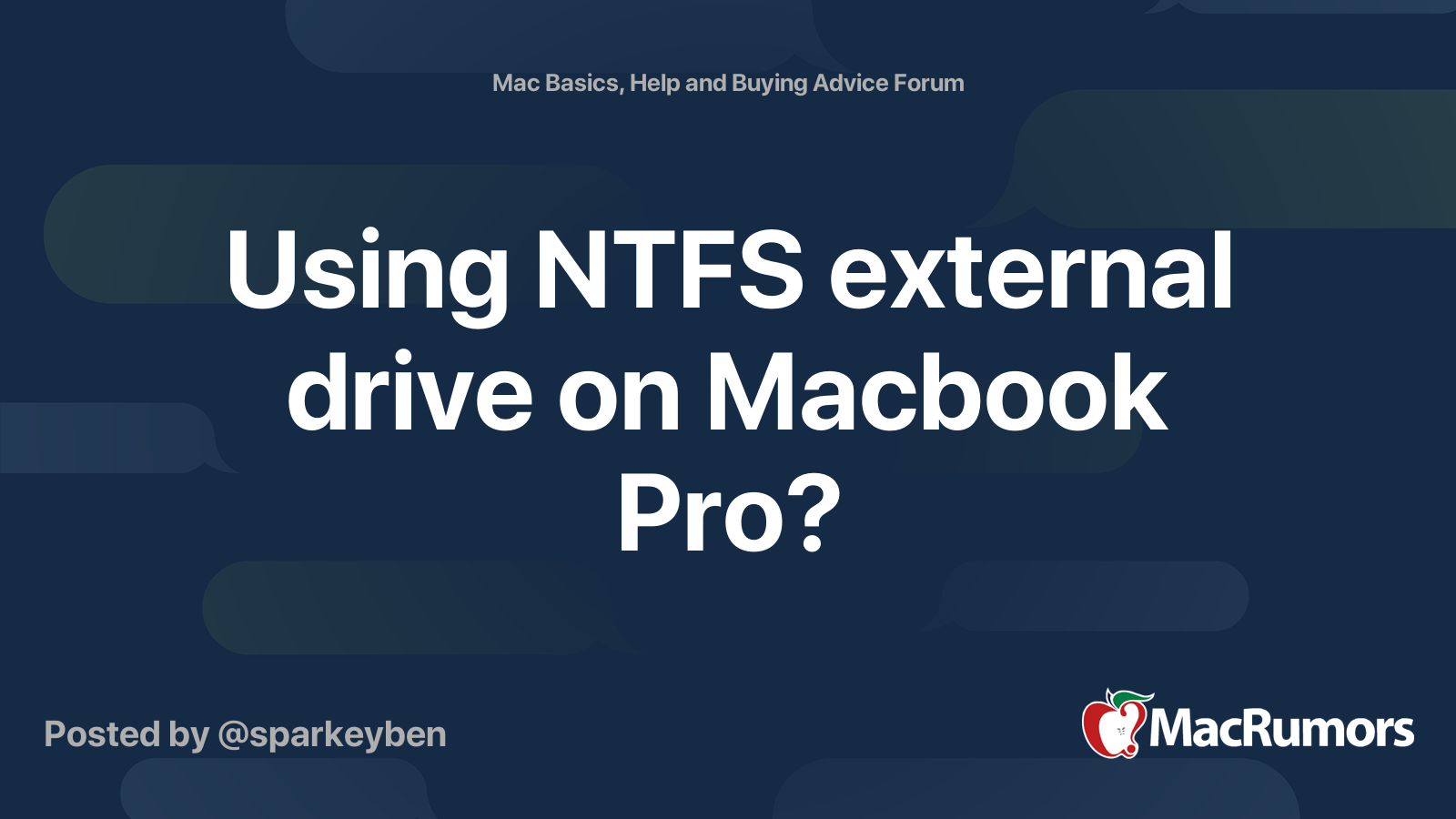 Using NTFS External Drive On Macbook Pro MacRumors Forums