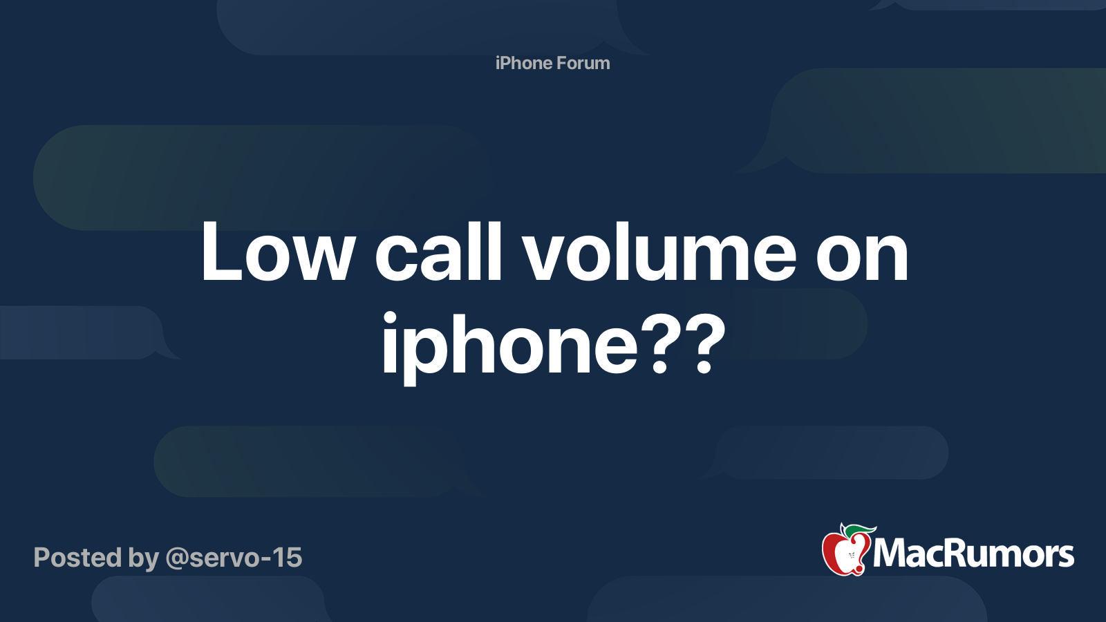 Low call volume on iphone?? | MacRumors Forums