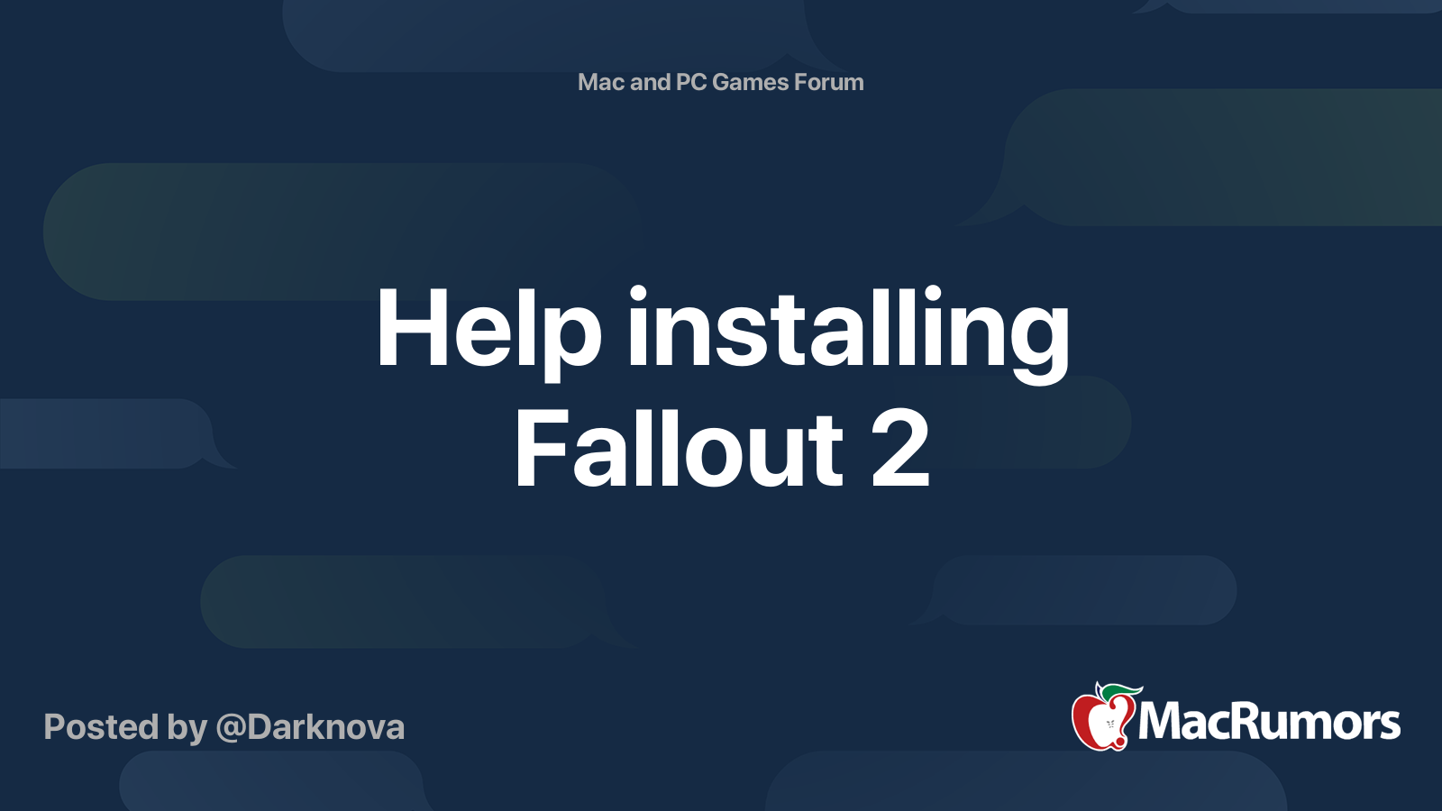 Help installing Fallout 2 | MacRumors Forums
