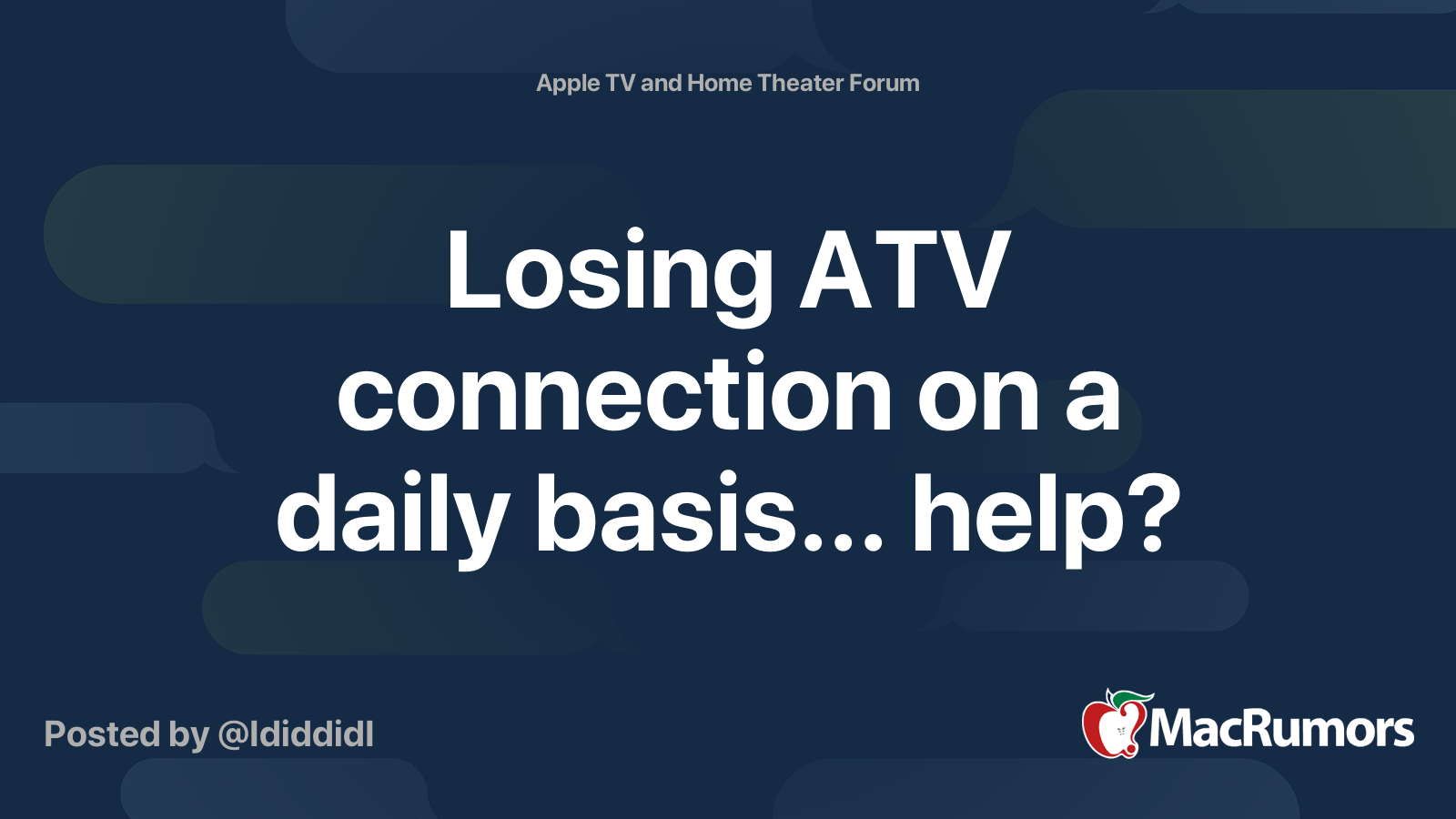 Losing ATV connection on a daily basis... help? MacRumors Forums