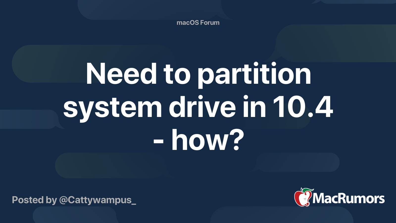 Need to partition system drive in 10.4 - how? | MacRumors Forums
