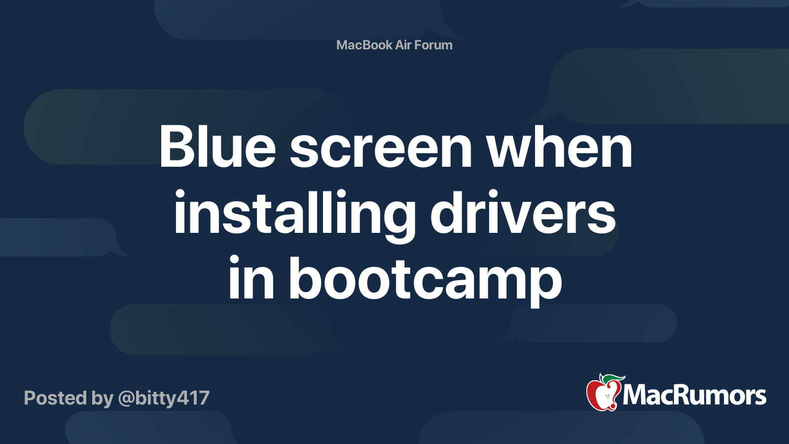 Blue screen when installing drivers in bootcamp MacRumors Forums
