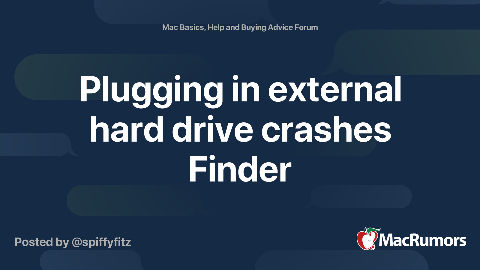 Plugging in external hard drive crashes Finder MacRumors Forums