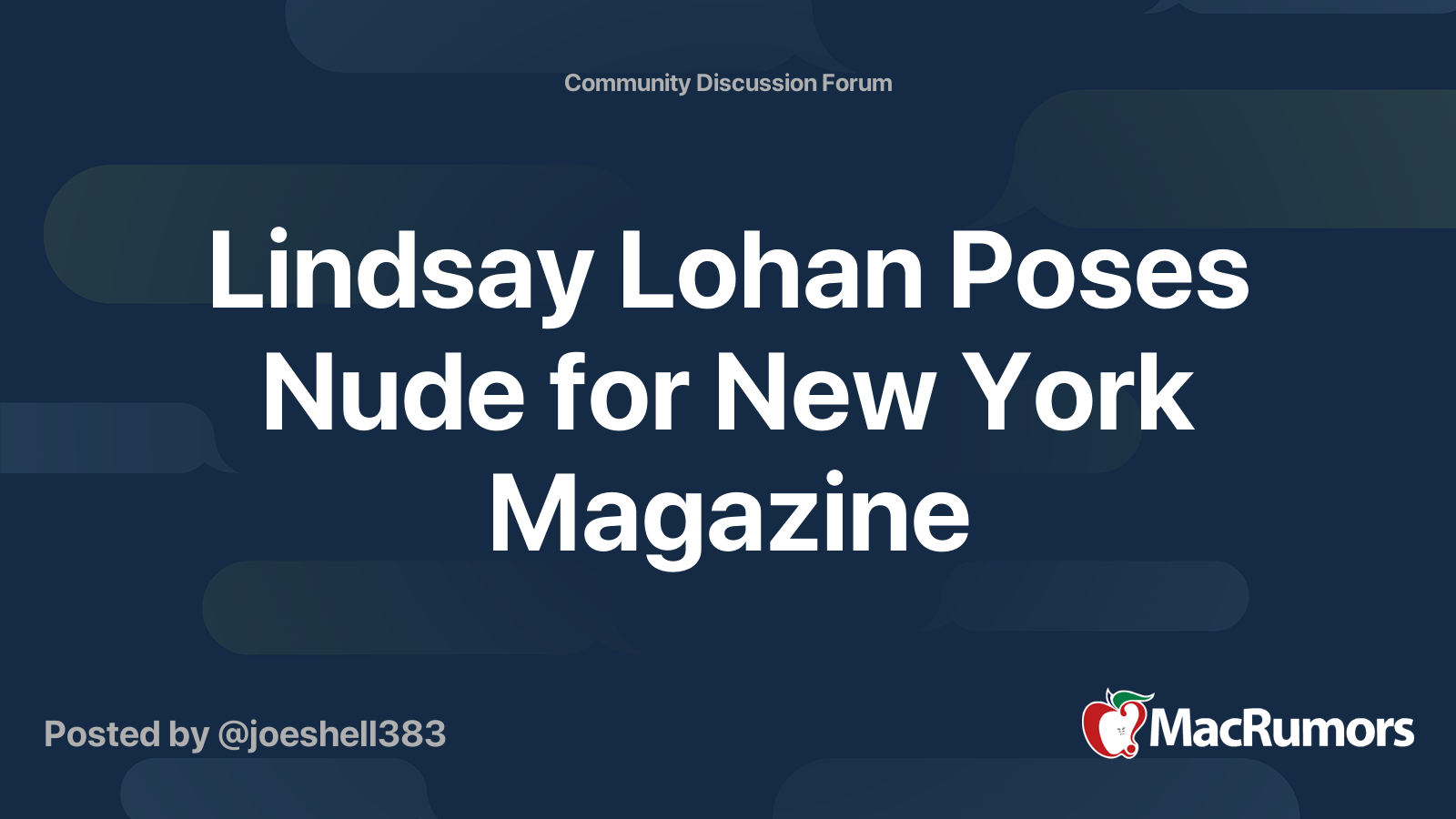 Lindsay Lohan Poses Nude for New York Magazine | MacRumors Forums