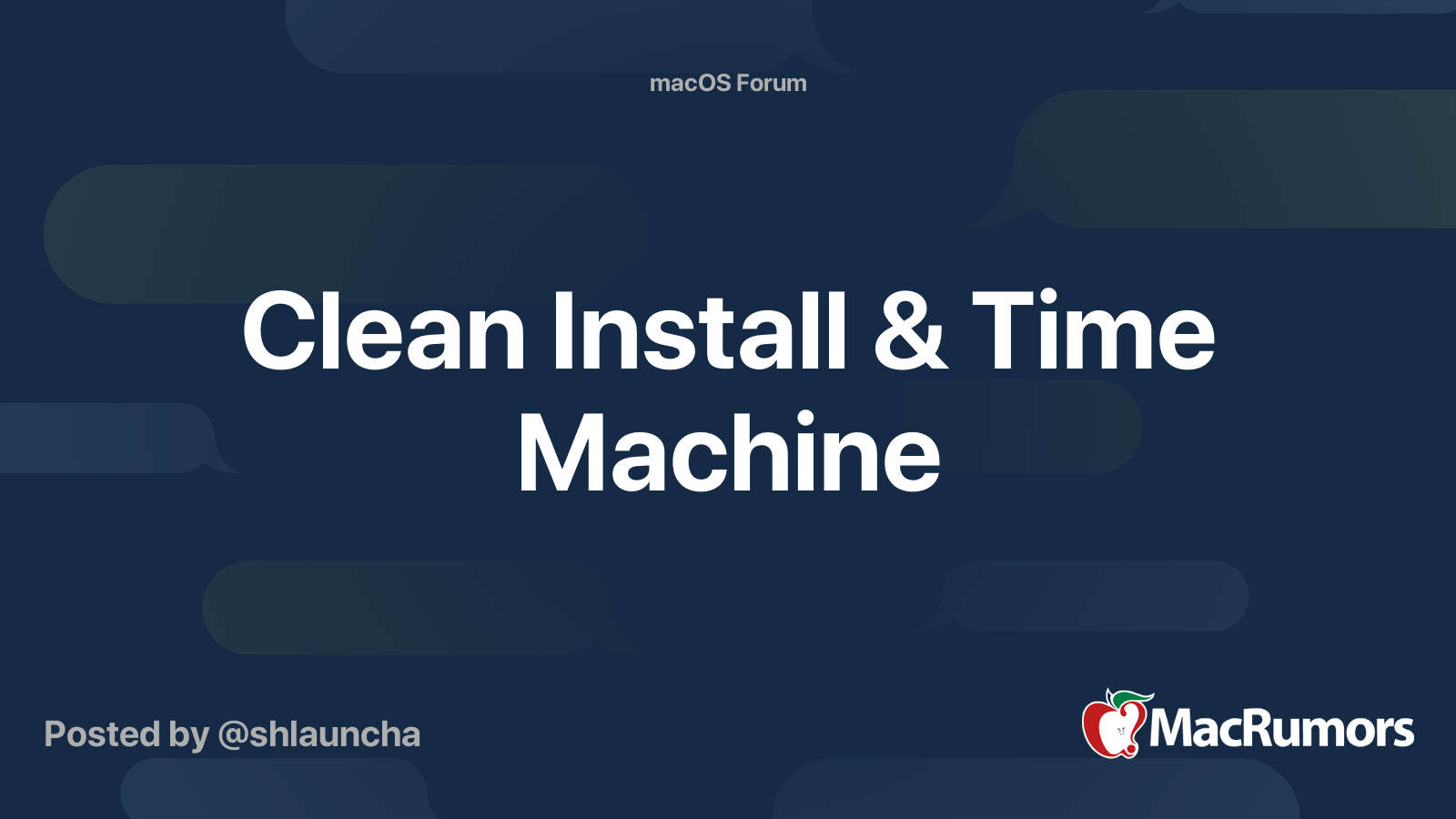 Clean Install Time Machine MacRumors Forums