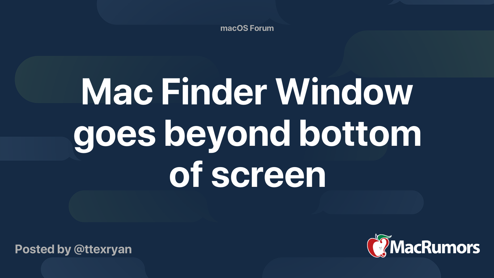 Mac Finder Window goes beyond bottom of screen | MacRumors Forums