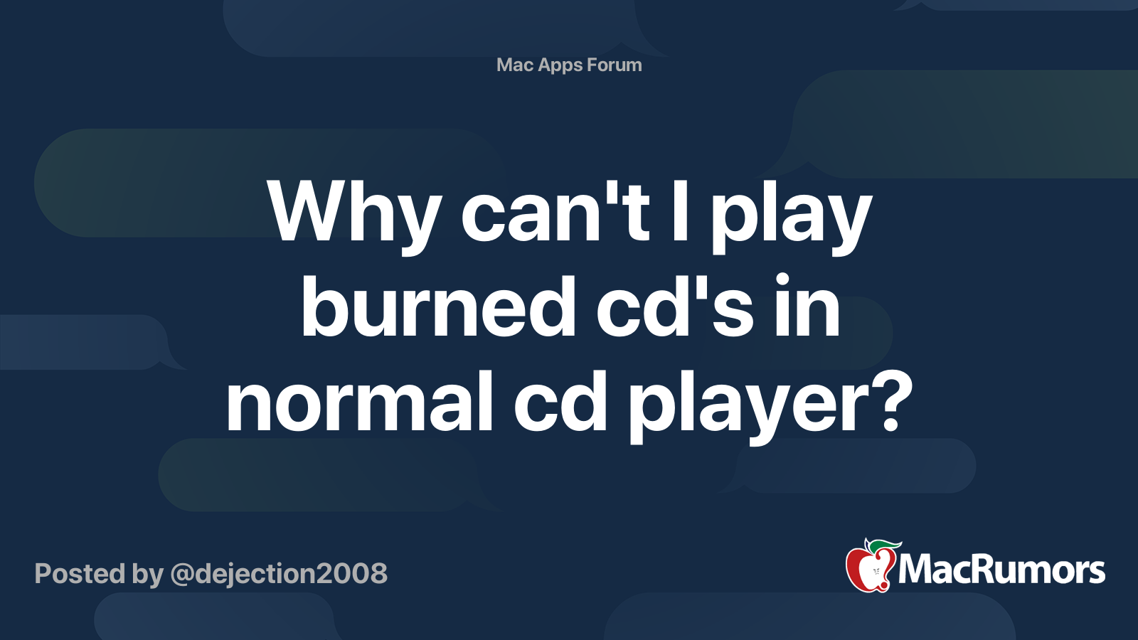 Why can't I play burned cd's in normal cd player? MacRumors Forums