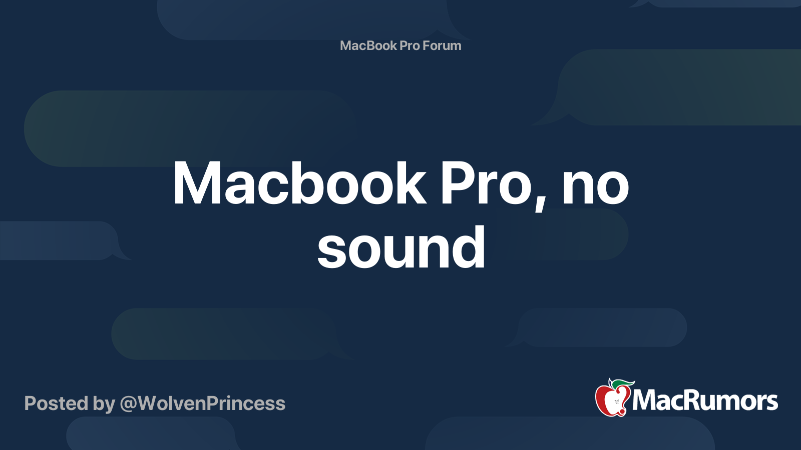 Macbook Pro, no sound MacRumors Forums