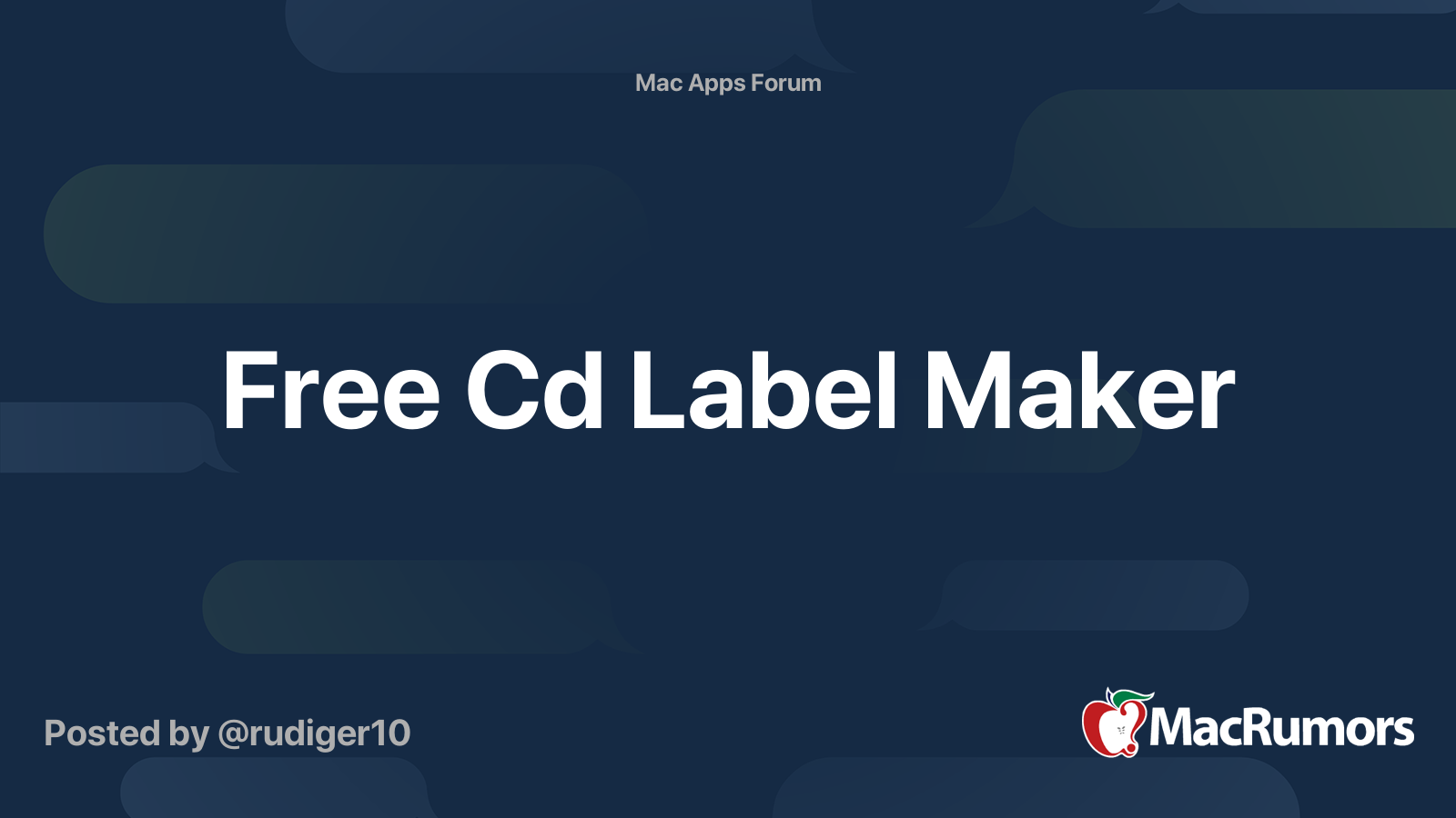 Free Cd Label Maker MacRumors Forums