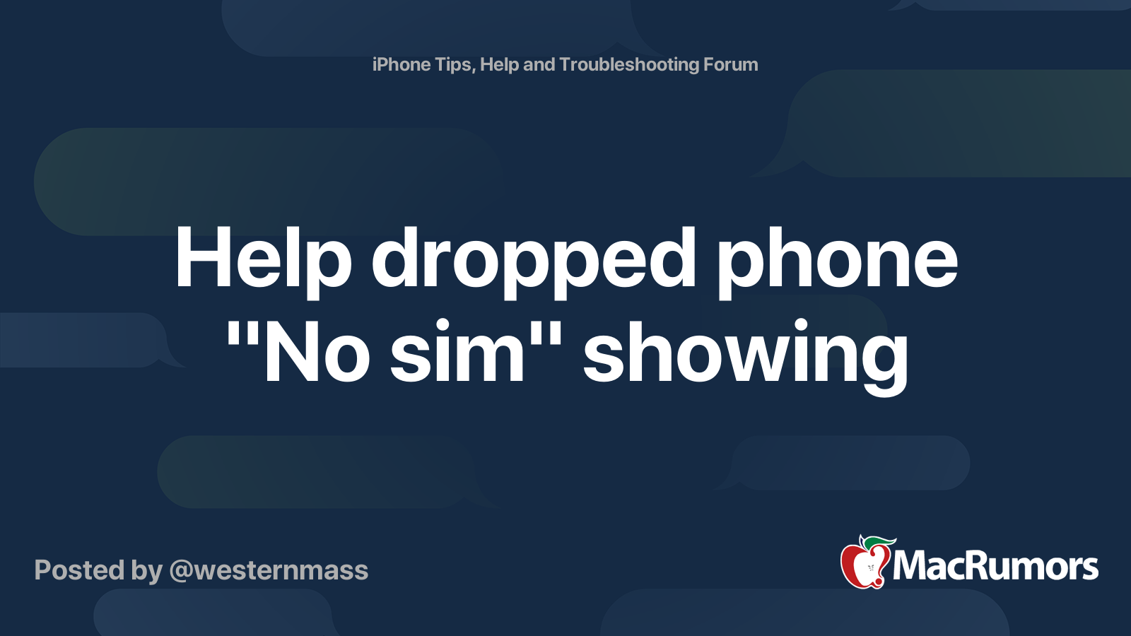 Help Dropped Phone No Sim Showing Macrumors Forums