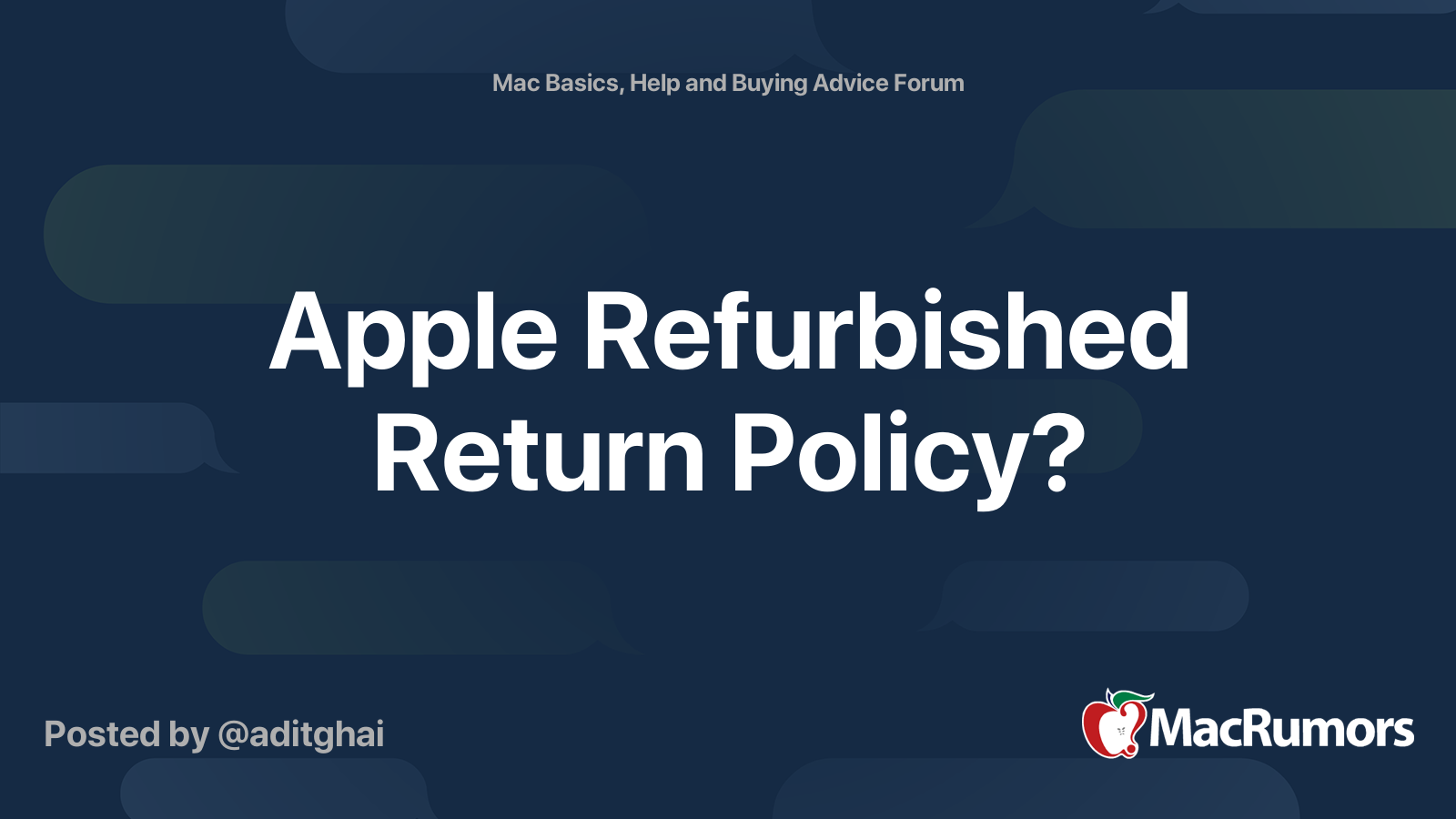 Apple Refurbished Return Policy? MacRumors Forums