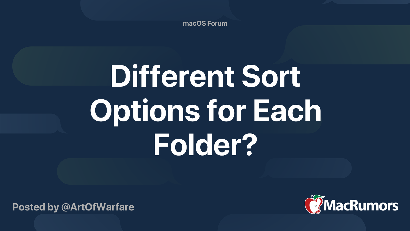Different Sort Options for Each Folder? | MacRumors Forums