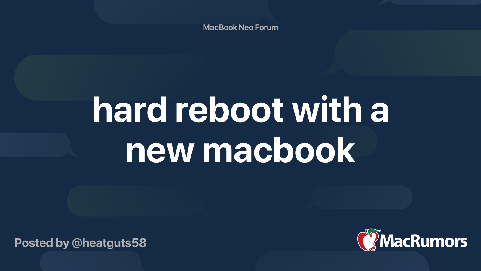 hard reboot with a new macbook | MacRumors Forums