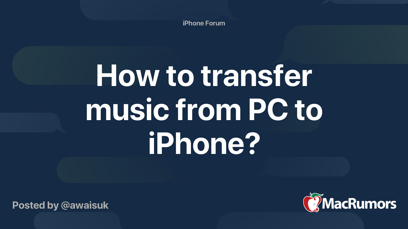How To Transfer Music From PC To IPhone MacRumors Forums
