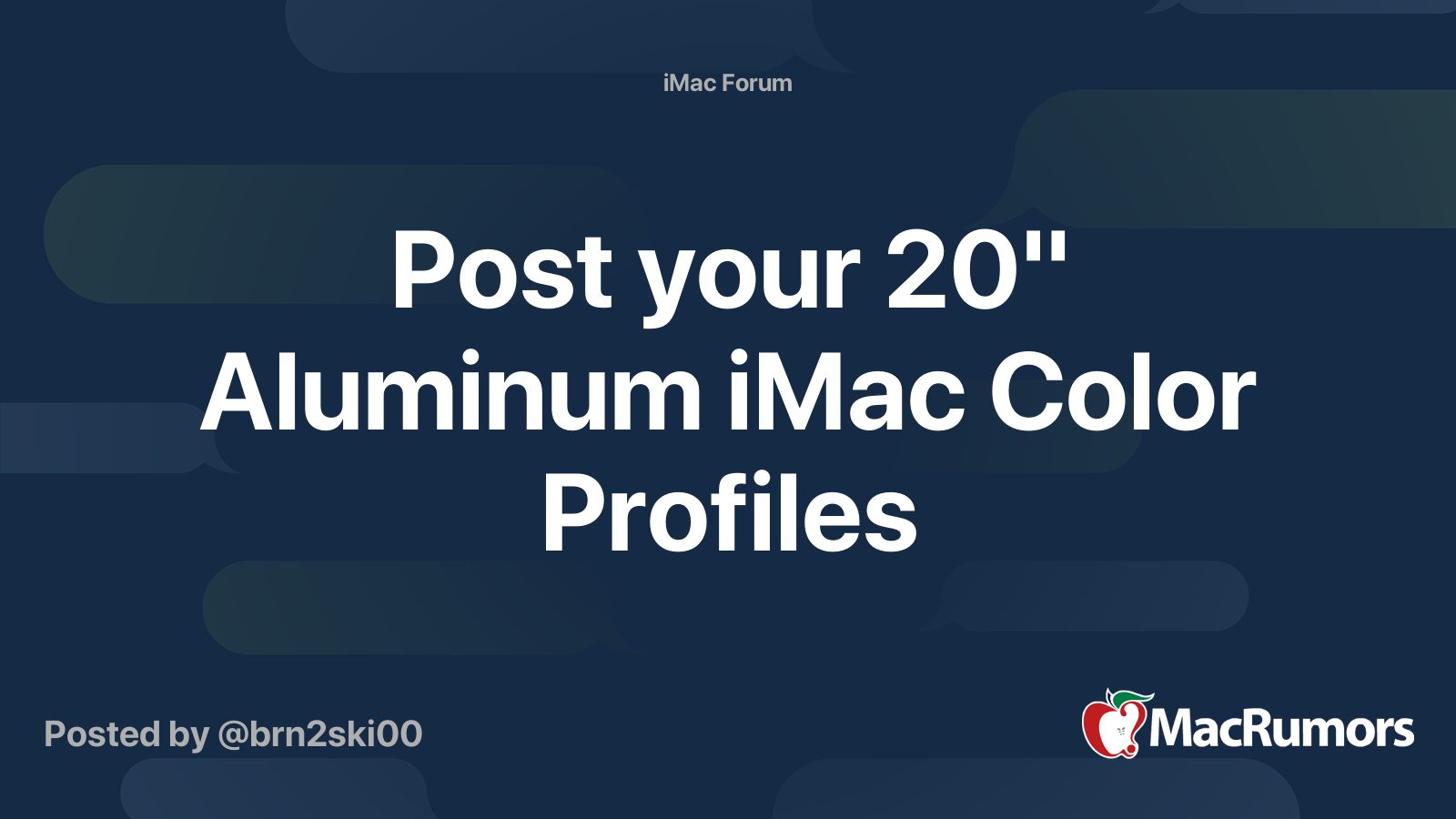 Post your 20" Aluminum iMac Color Profiles MacRumors Forums