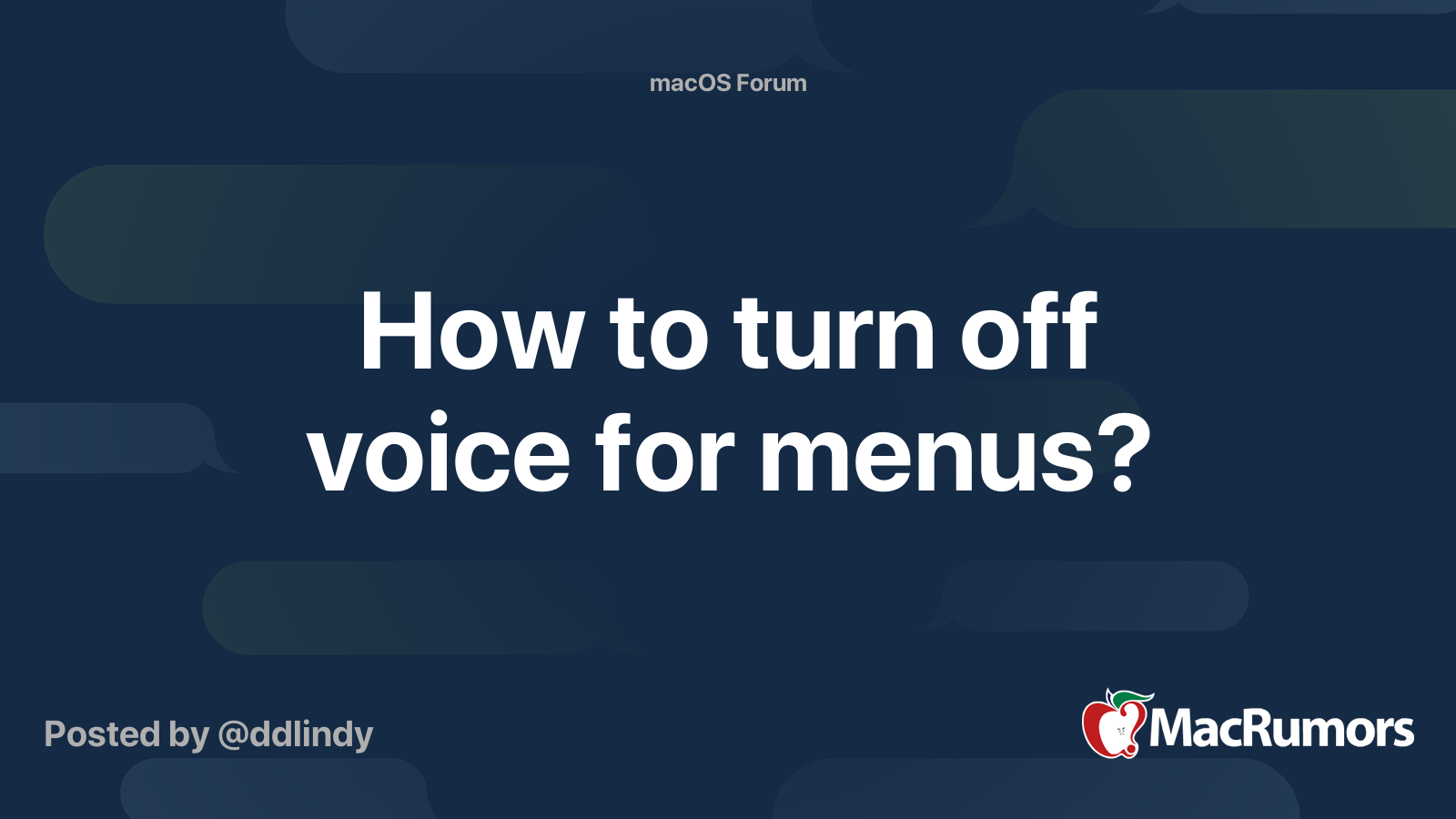 How to turn off voice for menus? MacRumors Forums