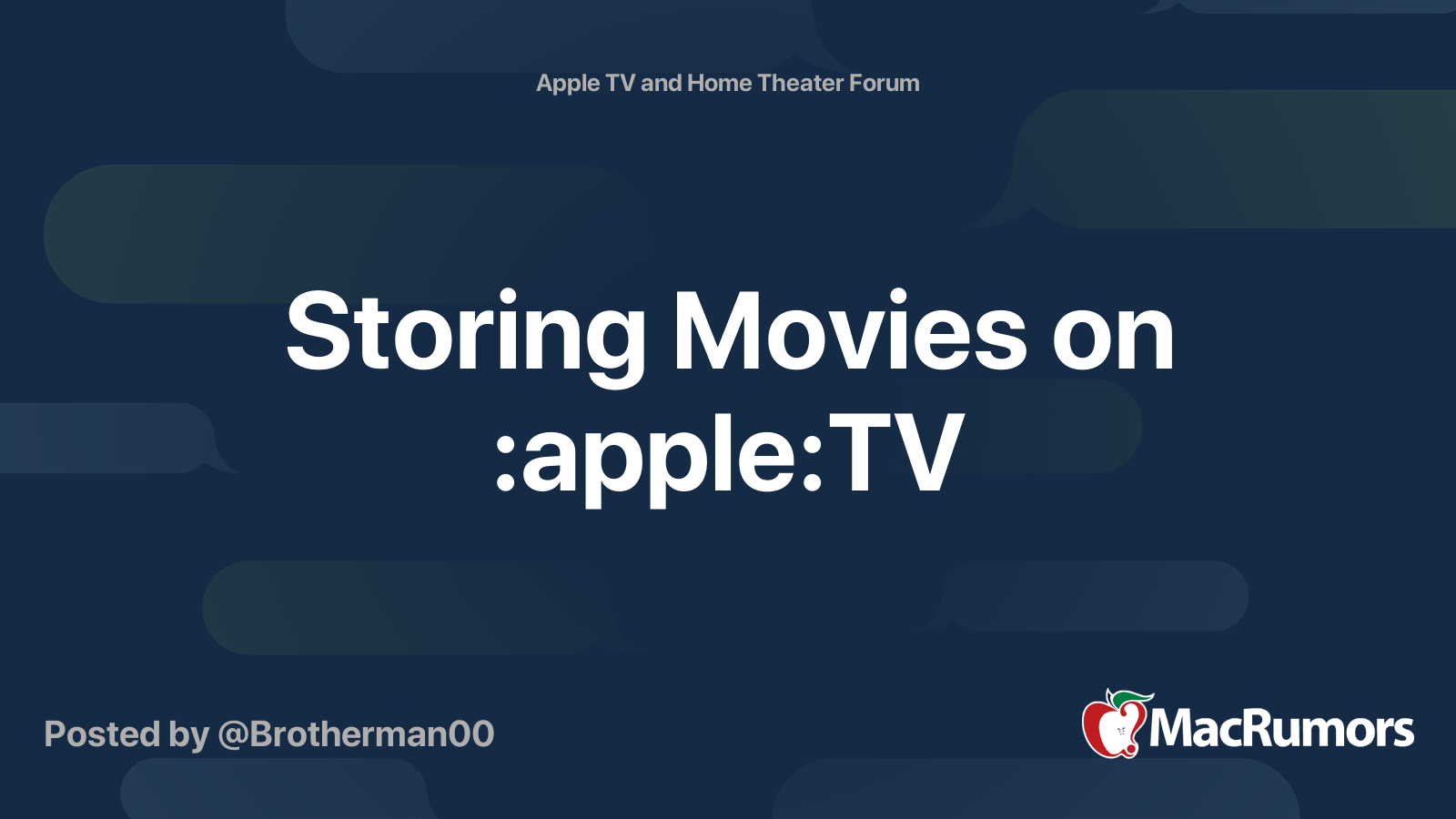 Storing Movies on appleTV MacRumors Forums