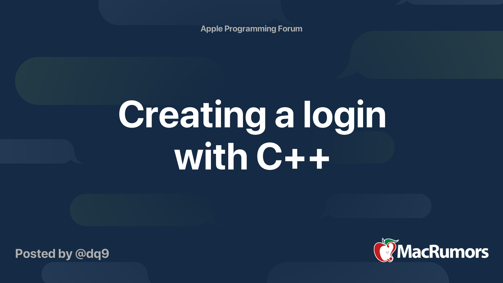 Creating a login with C++ | MacRumors Forums