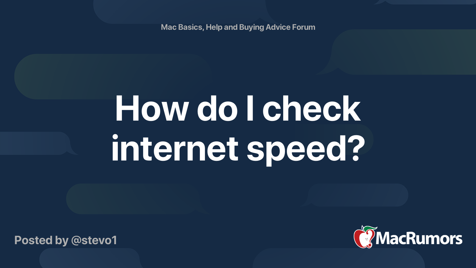 How Do I Check Internet Speed MacRumors Forums