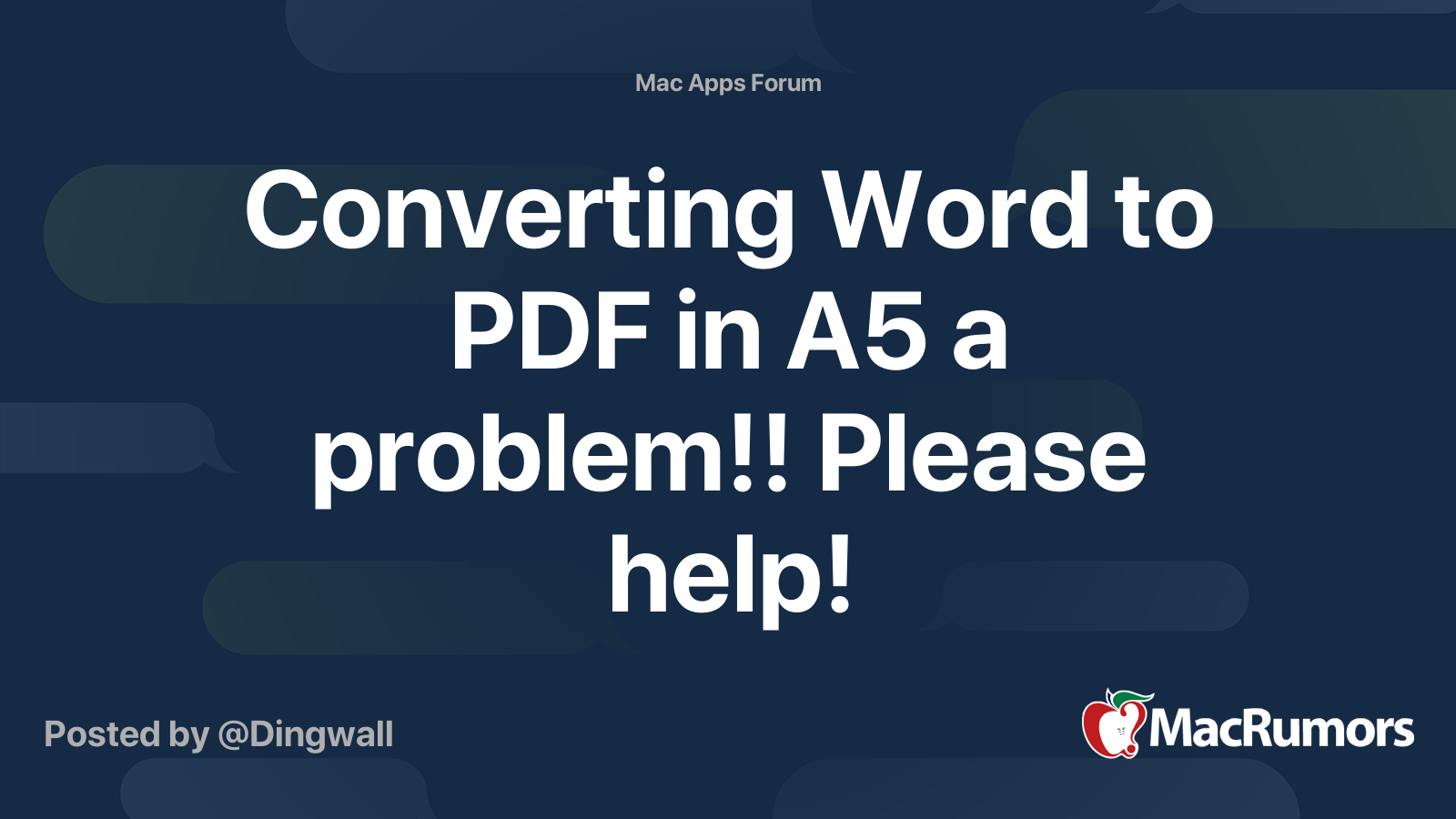 Converting Word To PDF In A5 A Problem Please Help MacRumors Forums
