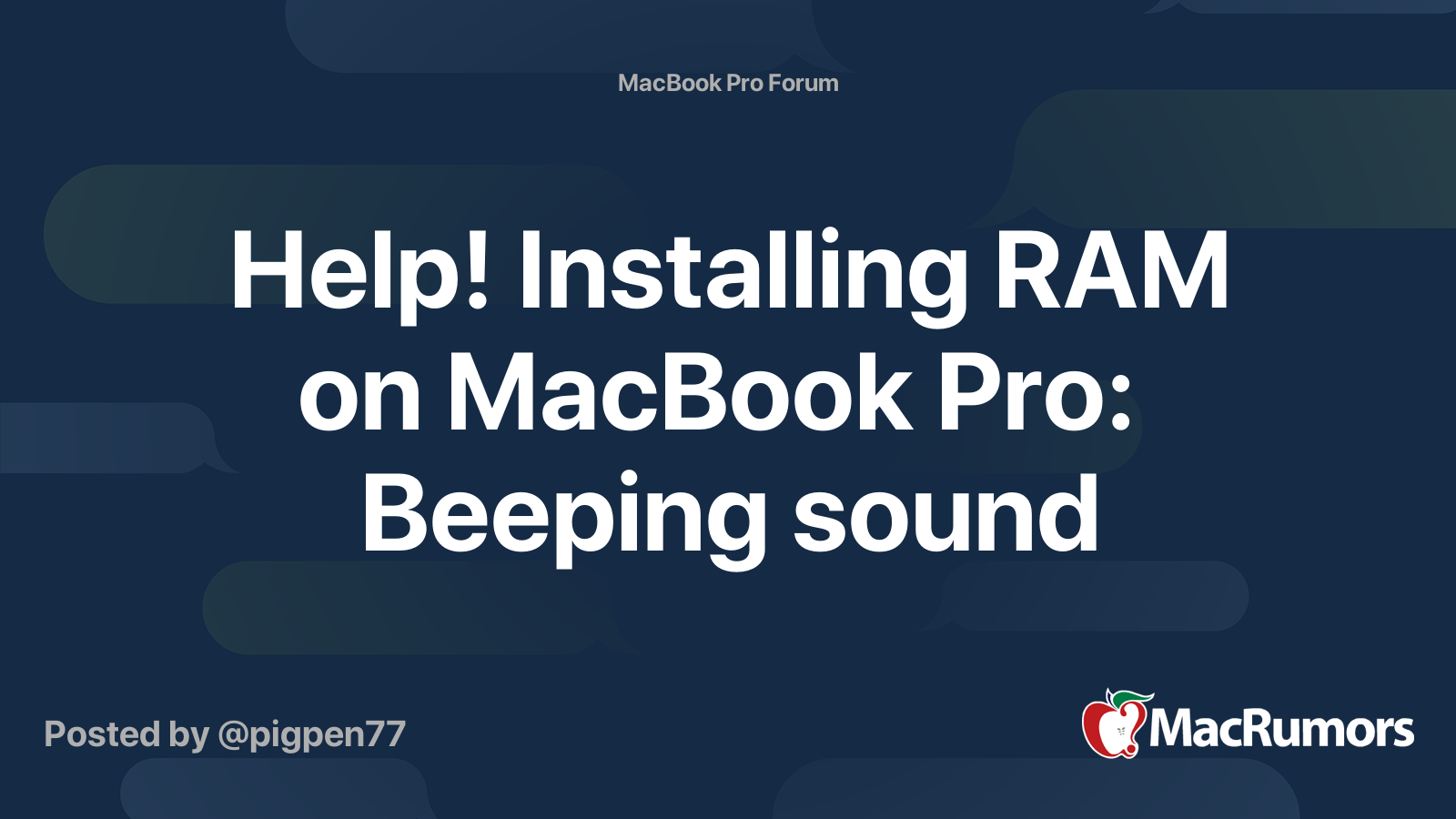 Help! Installing RAM on MacBook Pro Beeping sound MacRumors Forums