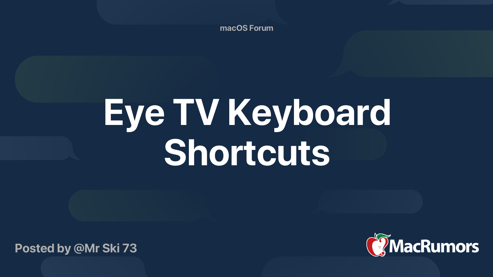 Eye TV Keyboard Shortcuts MacRumors Forums