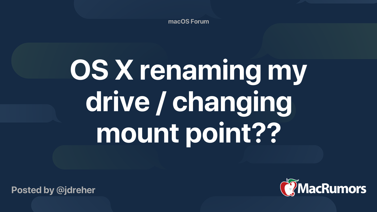 OS X renaming my drive / changing mount point?? | MacRumors Forums
