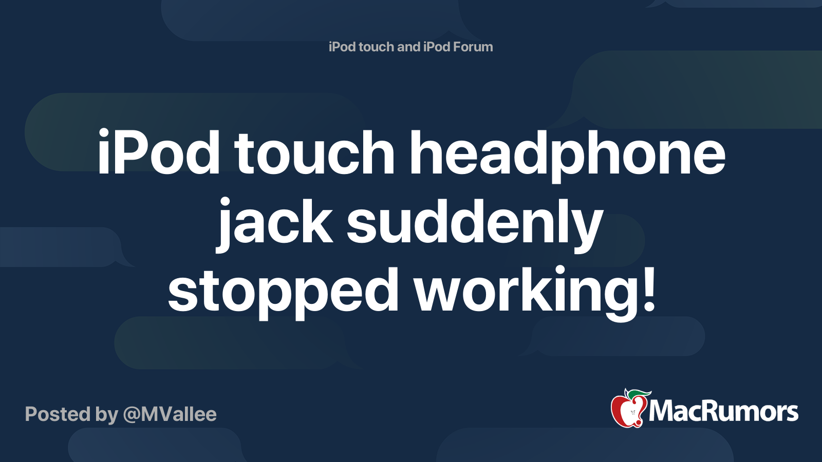 iPod touch headphone jack suddenly stopped working! MacRumors Forums
